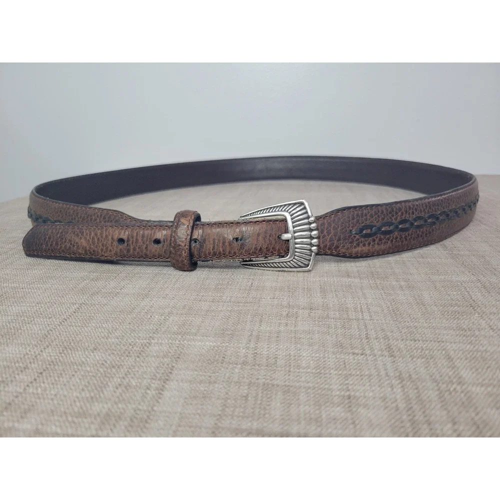 Ariat Mens Brown Full Grain Leather Western Belt 44 Limited Edition Buckle 2007